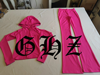 Produsen Pakaian Y2k Hoodie Bergaris Samping Jaket dan Celana Set Headband Tracksuit Berkualitas Tinggi Loungwear Set 2 Potong Wanita