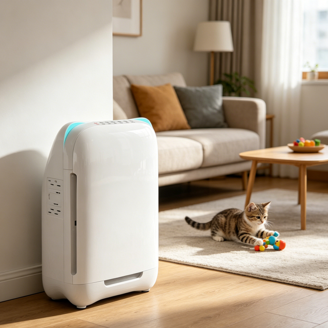 Smart WiFi Portable Pet Air Purifier with HEPA & Activated Carbon Filters for Deodorizing App-Controlled Quiet Operation