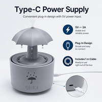 CL-AP-021 HENGBO Diffuseur d'arômes et humidificateur rotatif en forme de goutte de pluie avec lumière LED RGB, recharge USB Type-C 5V 2A, design moderne