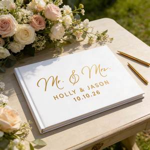 Personalized <b>Wedding</b> Guest Book, Custom Name & Date <b>Guestbook</b>, White Hardcover Memory Book for <b>Wedding</b>, Bridal Shower, Party - Product Image 1