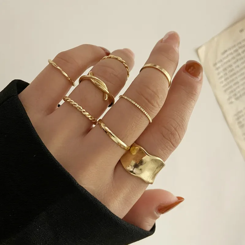 Fashion Round Opening Stacking Rings Set Women Simple Circle Adjustable Joint Ring Jewelry