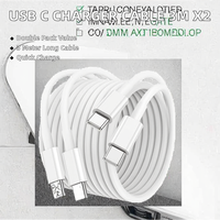 Cable de Carga USB-C a USB-C de 3 Metros, Paquete de 2, Carga Rápida, Material TPE, Compatible con iPhone 17 Pro Max/17 Air/16/16 E/16 Pro/15 Plus