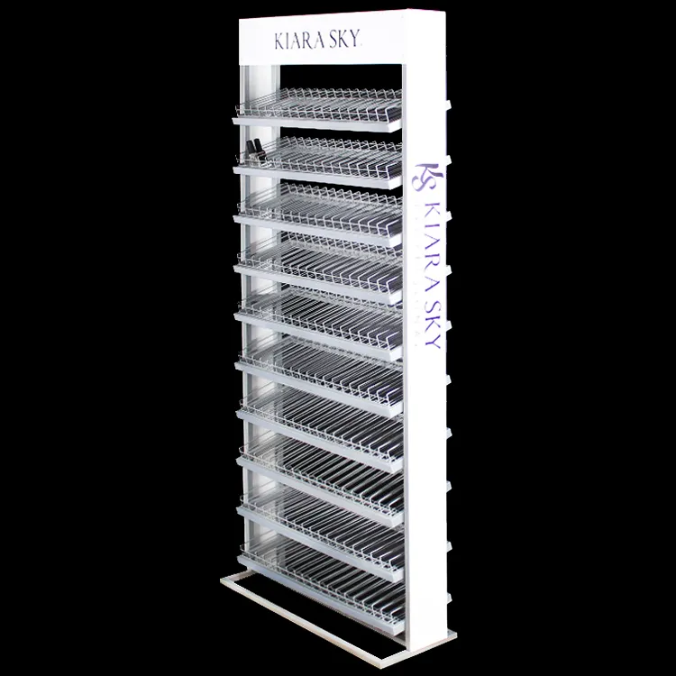 Kunden spezifische kostenlose Design-Promotion zehn Regale Metall boden Rack Nagellack Display Stand