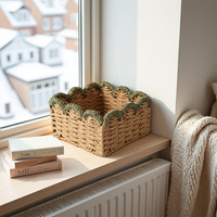 Panier de rangement multifonctionnel en corde de papier tressée, rectangulaire, moderne, simple, écologique, personnalisé par Girida, grande capacité