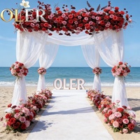 Centre de table OLERAY en fleurs de soie rose poudrée réalistes, rangée florale 3D pour mariages et événements de rentrée scolaire