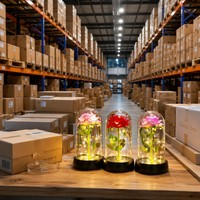 Rose éternelle artificielle réaliste sous cloche en verre avec lumières LED – Cadeau floral romantique pour la Saint-Valentin et la Fête des Mères