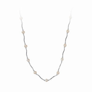 Collar de Plata S925 con Cuentas Redondas Onduladas en Tubo Curvo, Perlas Francesas y Cadena para Clavícula D8728 - Product Image 5