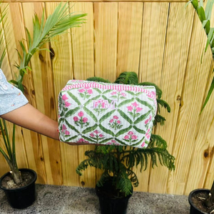 Premium Handmade Floral Cotton Down <b>Zip</b> Makeup Bag Bridesmaid Gifts Proposal Cosmetic Bag Women Cosmetic Bags - Product Image 1