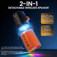 Altavoz Inalámbrico Magnético 2 en 1 con Radio FM, Emparejamiento TWS, Ranura para Tarjeta TF, Entrada USB C, Luz RGB, Portátil con Asa para Hogar, Jardín y Viajes
