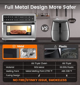 Four à Friture Électrique 30L en Métal, Four à Convection, Gaufrier, Grille-pain, Machine à Popcorn, <span class=keywords><strong>Friteuse</strong></span> – Contrôle Numérique du Minuteur, Revêtement Antiadhésif PTFE - Product Image 3