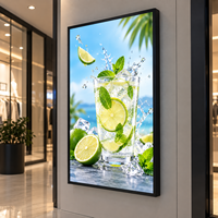 Afficheur LED commercial, boîte à lumière, affichage graphique rétractable, cadre lumineux fin pour centre commercial, magasin