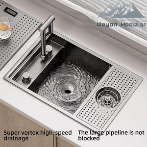 <span class=keywords><strong>Fregadero</strong></span> de Cocina de Acero Inoxidable Gris Nano Wayon con Enjuagador de Vidrio Integrado y Dispensador de Jabón - Product Image 2