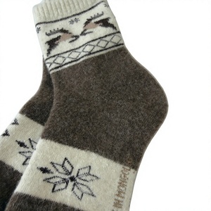 Wholesale <b>Women</b> Crew <b>Socks</b> 100% <b>Wool</b> Knitted Winter Warm Animal Print Thermo Thick Regular Style Daily Use - Product Image 2