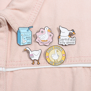 Sản xuất giá 6 phong cách dễ thương động vật men <span class=keywords><strong>pin</strong></span> tùy chỉnh Ngớ Ngẩn nước ngỗng trâm cài hài hước kim loại ve áo phù hiệu trẻ em hat <span class=keywords><strong>Pin</strong></span> - Product Image 3