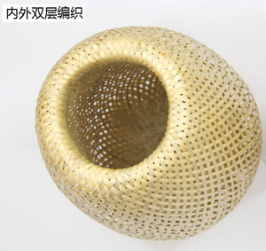 Plafoniera moderna fatta a mano in bambù artigianale luce rotonda paralume in rattan decorativo per ristorante - Product Image 5