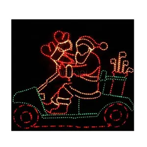Outdoor Christmas lights Display Santa Riding Motorcycle Animated Christmas Light