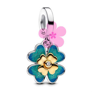 Bracelet à breloques en argent 925 certifié HaYa, nouvelle collection Printemps, avec trèfle à quatre feuilles, libellule et oiseau, tendance pour femmes - Product Image 6