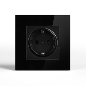 Fabrika Çıkışlı TUV CE Sertifikalı Siyah Schuko Priz EU Standardı 86 Tip Cam Panel Alman Fişli Ofis İçin Duvar Anahtarı Priz - Product Image 5