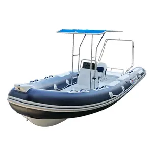19ft उच्च गुणवत्ता गहरी वी शीसे रेशा पतवार नाव आरआईबी 580 Inflatable नाव पीवीसी ट्यूब टी-शीर्ष चंदवा के साथ और रोल बार के लिए मछली पकड़ने की नाव