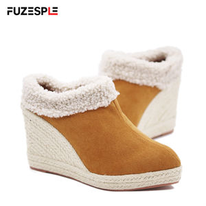Nouvelles sandales <span class=keywords><strong>compensées</strong></span> à bout pointu pour femme, en daim, semelle en caoutchouc, talon haut 9 cm, style espadrille, collection été-automne - Product Image 4