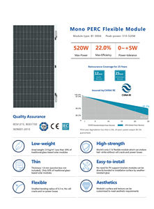 Módulos Fotovoltaicos Flexibles Mono PERC de 510W, 515W, 520W Fáciles de Instalar - Paneles Solares Flexibles de Bajo Peso - Product Image 5
