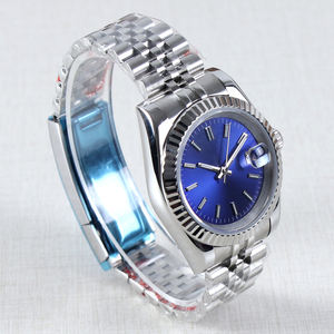 Montre en acier NH35 avec logo personnalisé, 36 mm/39 mm, mouvement automatique, cadran bleu, étanche 10 bars/100 mètres, montre-bracelet de luxe pour homme - Product Image 3