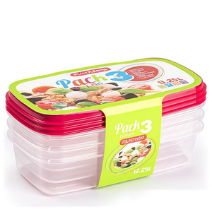 Caja de Almacenamiento de Alimentos Rectangular de Plástico de 12U, Capacidad de 0.25L, Apilable, Técnica de Inyección, con 3 Tapas de Aluminio en Varios Colores - Product Image 3