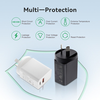 Chargeur Mural Rapide 2 en 1 20W avec Prise Australienne 5V 3A 9V 2.22A 12V 1.67A Chargeur Mural USB Type C PD avec Câble pour