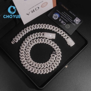 ลดราคาพิเศษ สร้อยคอเงินแท้ S925 ขนาด 15 มม. 4 แถว แบบ Cuban Link ประดับเพชรโมอิสซาไนต์ สไตล์ฮิปฮอป เครื่องประดับคุณภาพสูง สร้อยคอผู้ชาย ผ่านการทดสอบเพชร GRA - Product Image 4