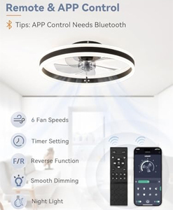 Ventiladores de Techo de Perfil Bajo con Luces, Ventilador de Techo Moderno de Montaje Empotrado de 19.7 Pulgadas, Ventiladores de Techo LED con Intensidad Regulable Continua en 3 Colores - Product Image 2