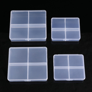 Caja <span class=keywords><strong>de</strong></span> Plástico Transparente <span class=keywords><strong>de</strong></span> PP con 4 Compartimentos y Tapa - Caja <span class=keywords><strong>de</strong></span> Almacenamiento para Joyería, Anillos, Artículos <span class=keywords><strong>de</strong></span> Pesca, Uñas - Product Image 2