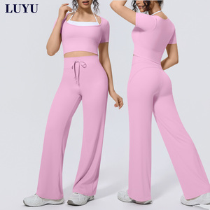 Nuevo Conjunto Deportivo de Moda para <span class=keywords><strong>Mujer</strong></span>, Top Halter <span class=keywords><strong>2</strong></span> <span class=keywords><strong>en</strong></span> <span class=keywords><strong>1</strong></span> con Cordones y Pantalones de Cintura Alta para Danza, <span class=keywords><strong>Running</strong></span> y Pilates - Product Image 1