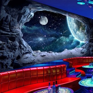 Fondo de pantalla de cielo estrellado 3D Museo de Ciencia y Tecnología E-Sports Hotel universo Luna Fondo pared tela Bar Ktv caja papel tapiz - Product Image 4