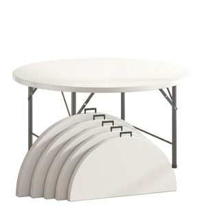 4ft/5ft/6ft Modern Heavy Duty HDPE Round Folding <b>Table</b> Portable <b>Plastic</b> Banquet <b>Table</b> for <b>Outdoor</b> Events & Weddings - Product Image 2
