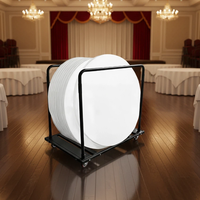 Table ronde pliante de 60 pouces avec chariot, structure en acier robuste, 4 roues universelles pour hôtel et banquet