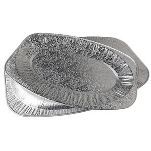 En relief four cuisson grand jetable plateaux de service ovale en aluminium feuille conteneur restauration poisson <span class=keywords><strong>barbecue</strong></span> plateau - Product Image 1