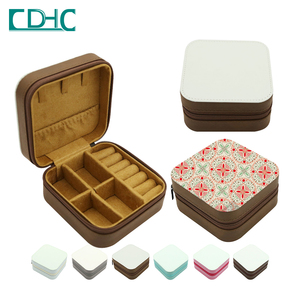 Wedding Gift Case Sublimation Pu Leather Square Small Travel Jewelry Box Organizer Jewelry Ring Bracelet Necklace box