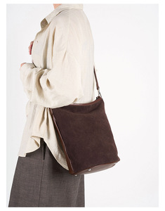 Sacs à bandoulière en daim de vachette mat pour femmes, sacs seau décontractés en cuir véritable pour femmes - Product Image 6