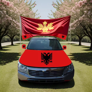 Ultima bandiera del motore del cofano auto 110*150CM Spandex poliestere <span class=keywords><strong>Albania</strong></span> per auto - Product Image 5