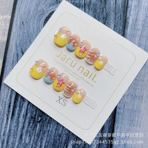 41 faux ongles à presser détachables, faits main, avec motifs de dessins animés, style étoile française mignonne, photos réelles - Product Image 4