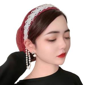 Pañuelo Musulmán Moderno para Mujer, Accesorio para el Cabello, Color Sólido, Tela con Lentejuelas, Transpirable, Ecológico, Juego de Cuatro Piezas para Exteriores - Product Image 1