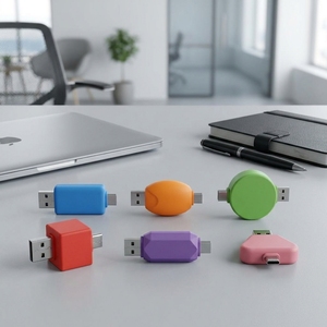 แฟลชไดรฟ์ USB <span class=keywords><strong>รูป</strong></span>ทรงเรขาคณิต PVC แบบกำหนดเอง พร้อมพอร์ต Type C ความจุ 8GB/16GB/32GB ของขวัญส่งเสริมการขายที่สมบูรณ์แบบสำหรับโรงเรียน - Product Image 1