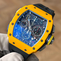 Nouvelle Montre Homme Luxe 2026 Forme Baril Boîtier Multicolore Fonction Chronographe Étanche Lumineuse Bracelet Caoutchouc Automatique Squelette