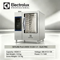 Four combiné professionnel haut de gamme 10 GN 1/1, électrique, écran tactile, four vapeur commercial, puissance 11,1 kW pour restaurant, boulangerie