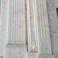 Carreaux de sol, mur décoratif de luxe, onyx blanc sculpté, pierre artificielle brillante, décoration intérieure, panneau mural translucide
