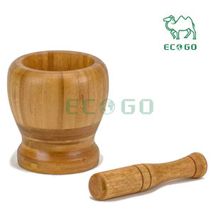 Ensemble mortier et pilon en bois de 4 pouces Moulin à épices en bambou Mortier et pilon décoratif - Product Image 3