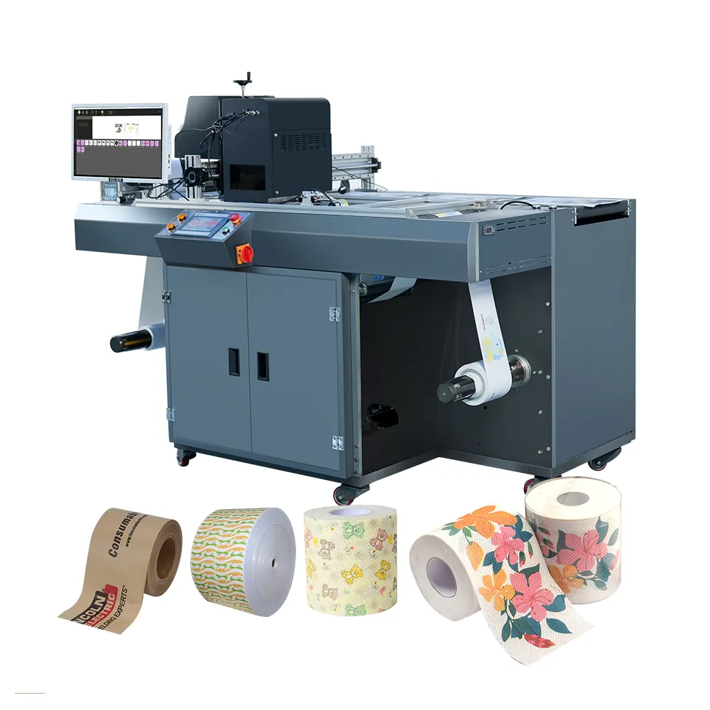 Foofon Máquina de impressão digital de etiquetas e logotipo, máquina de impressão a jato de tinta de alta qualidade, rolo a rolo, impressora de passagem única