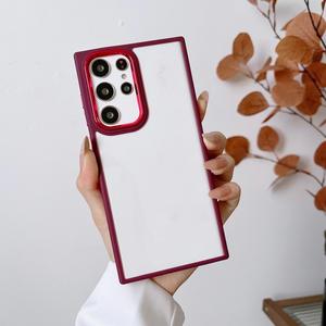 Custodia per telefono in acrilico 3 in 1 con cornice per obiettivo della fotocamera elettrolitica per Samsung Galaxy S21 FE S22 Ultra A22 A32 A33 A53 <span class=keywords><strong>A73</strong></span> - Product Image 5