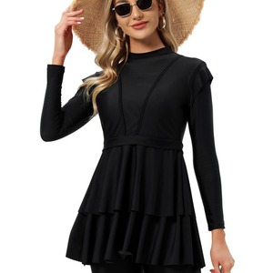 Maillots de bain islamiques modestes et conservateurs pour femmes <span class=keywords><strong>2022</strong></span>, en nylon imperméable, très élastiques, avec coussinets de poitrine - Product Image 3