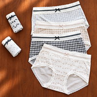 Sous-vêtements en laine mérinos pour femmes, culottes douces et chaudes à imprimé écossais vintage et étoiles avec bordure en dentelle